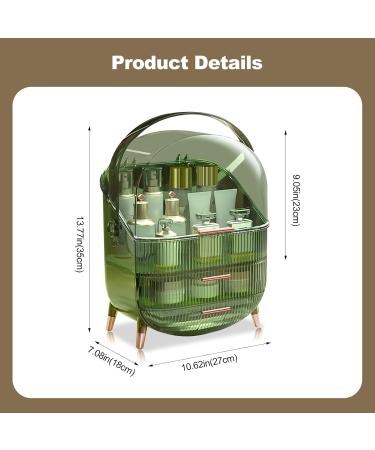 Galat e Retro Series 180 Rotatable Wearable Makeup Organizer | Dust-Tight Cosmetic Storage Box with 2 Drawers & Handle - Retro Green - Buy Online on GoSupps.com