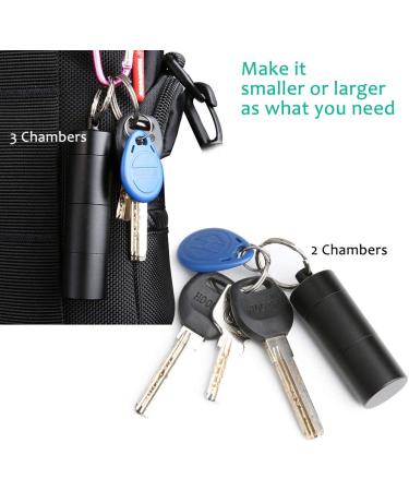 Opret 2 Pack Metal Pocket Pill Boxes Keychain for Travel - Waterproof Daily Pill Container for Men and Women - 2 pcs Black & Silver - Buy Online on GoSupps.com