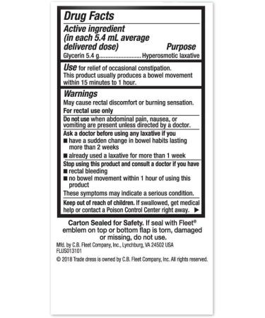 Fleet Laxative Liquid Glycerin Suppositories 4 Count - Fast Constipation Relief - Buy Online on GoSupps.com