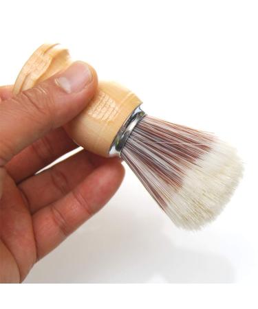 Men's Shaving Brush Set - 2 Pack with Wooden Handle & Soft Nylon Hair | Facial Razor & Makeup Brush Tools - Buy Online on GoSupps.com