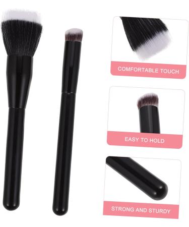 Baluue 2 Pcs Flat Blush Brush Wooden Handle Powder Blush Foundation Makeup Brushes - Buy Online on GoSupps.com