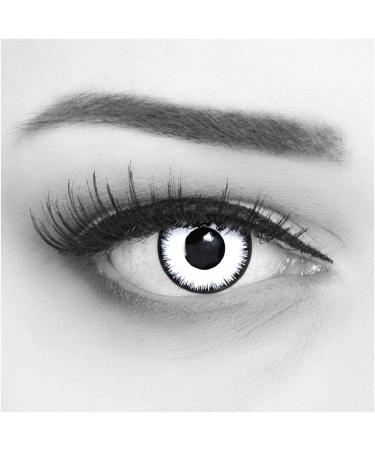 Top Quality Colored Contact Lenses - White Black Lunatic Vampire | Halloween Mardi Gras | Free Lens Container | -6.00 Diopters - Buy Online on GoSupps.com