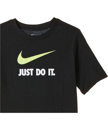 Nike Sportswear Boys Just Do It T-Shirt - Black/Volt (Medium) - Buy Online on GoSupps.com