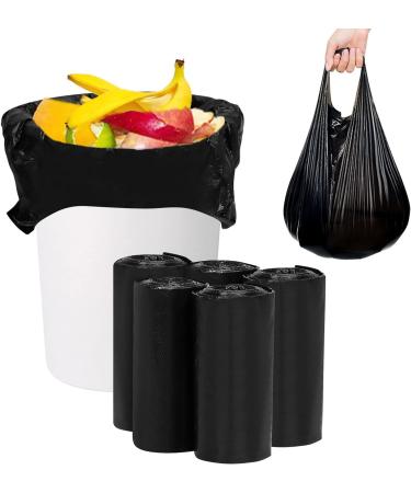 Trash Bags Garbage Bag 100 Bags Plastic Kitchen Barbage Bags Strong Tough Durable Kitchen Bin Bags for Bathroom Kitchen Bedroom Office (5rolls x 20bags) Black
