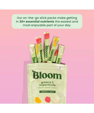 Bloom Nutrition Green Superfood Stick Packs - Organic Spirulina and Chlorella Mix with Probiotics and Antioxidants - 2.95 Oz Variety Pack - Buy Online on GoSupps.com