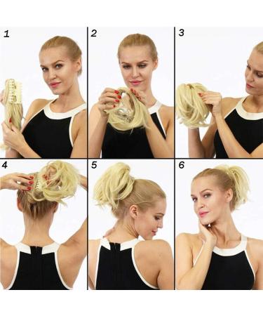 Adjustable Messy Ponytail Hair Extension Synthetic Hairpiece with Jaw Claw Fluffy Hair Extension Customizable Updo Style 12 inch Bleach Blonde - Buy Online on GoSupps.com