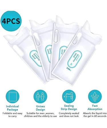 Portable Urinals 4pcs Emergency Portable Car Urine Bag Bags Mini Mobile Toilets Disposable Convenient Emergency Urine Bag Unisex 700ml for Men Women (Color : A) - Buy Online on GoSupps.com