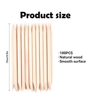 100 Pieces Wood Nail Sticks - 5.9" Orange Cuticle Pushers & Double-Sided Sanding Sticks for Manicure & Pedicure - International Shipping Available - Buy Online on GoSupps.com