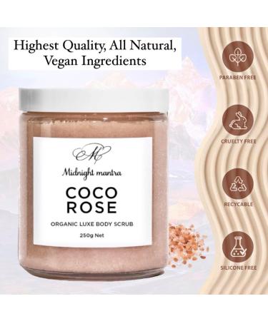 MIDNIGHT MANTRA Coco Rose Organic Luxe Body Scrub Enriched with Vitamin A and Natural Oils for Deep Skin Exfoliation 100% Natural Exfoliating Body Scrub Uk - Buy Online on GoSupps.com