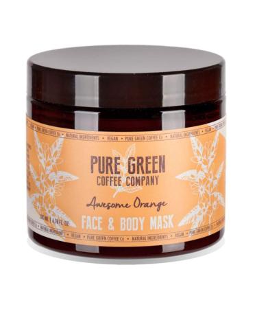 Hydrating and Nourishing Mask For Your Face and Body by Pure Green Coffee Company. Orange Brightening Enriched in Green Coffee for Intense Moisturised Skin Vegan Friendly. 200ml jar