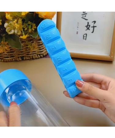 2-in-1 Pill Box Cup Organizer & Water Bottle - 600ML Daily Medicine Storage 7 Day Medication Holder for Travel & Sports - Rose - Buy Online on GoSupps.com