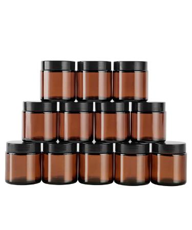 PANENDIANO Amber Glass 12 pieces Empty glass containers for lotion cream mini candles cosmetics Brown 60 ml