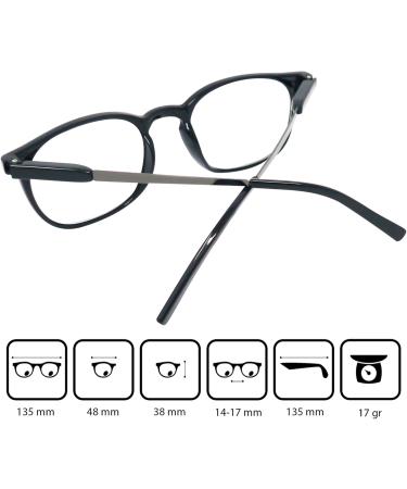 Mini Glasses Nerd Pin Reading Glasses - Black 1.5 Diopters | Free Case Plastic Frame & Metal Spring Hinge - Perfect Reading Aid for Men & Women - Buy Online on GoSupps.com