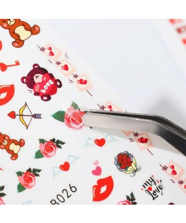 Manicure Cute Valentine's Day Cupid Red Heart Girl Nail Stickers Nail Art Decoration 3D Valentine Sticker Nail Decals(5) Style5 - Buy Online on GoSupps.com