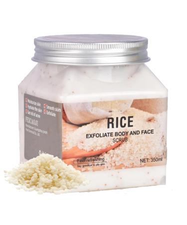 Body Exfoliator - Rice Face Scrub Exfoliator - Body Scrub - Deep Cleansing - Even Skin Tone - Long Lasting Moisturizing - Fade Skin Fine Lines - Easy to Absorb Rice Fragrance - Skin Care Gift