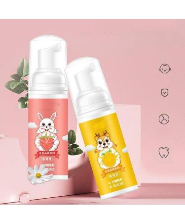 Kids Foam Toothpaste Fluoride Free Natural Formula Suitable for Toddler's Oral Cleaning and Cavity Prevention Strawberry/Orange Flavor (Orange) - Buy Online on GoSupps.com