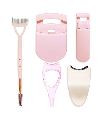 5 in 1 Eyelash Tool Kit Lash Separator Eyelash Application Tool Set Eyelash Curlers Mascara Guard with Comb Tweezers Makeup Tools Kit for False Lashes