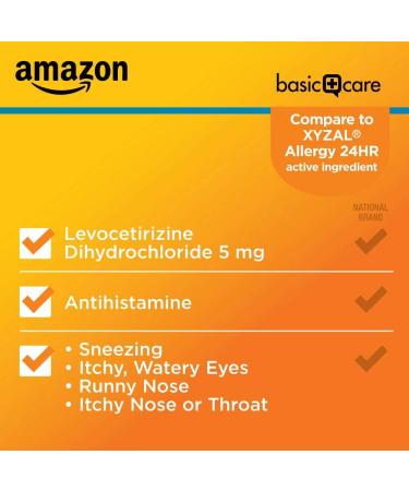 Amazon Basic Care Levocetirizine Dihydrochloride Tablets 5mg - 80 Count | All Day Allergy Relief Antihistamine - Buy Online on GoSupps.com
