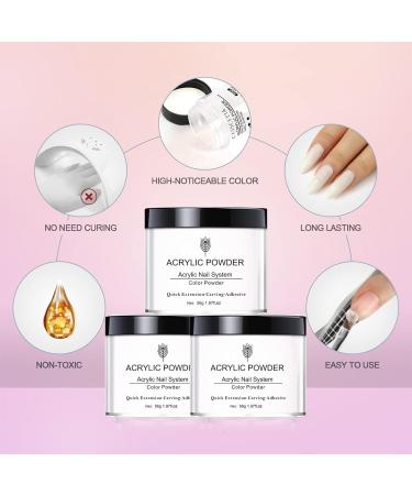 White Acrylic Powder 1.97oz Professional Acrylic Nail Powder Polymer White Nail Powder for Acrylic Nail Extension Carving Nails Acrylic Nails Extension for Nail Art (White) - Buy Online on GoSupps.com