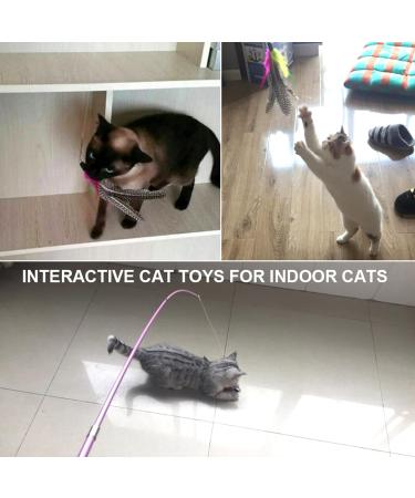 Cat Fishing Rod Toy Cat Feather Toys With Retractable Teaser Interactive Cat Wand Toys Flirt Pole Cat Toys for Indoor Cats Adult Kitten for Play Exercise Activity & Fun 8 Pcs Replacement Refills - Buy Online on GoSupps.com