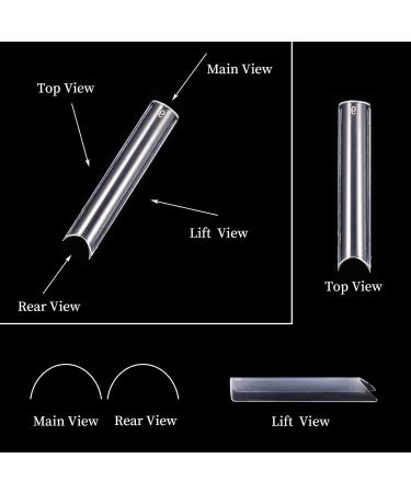 FANTESI 200 Pcs Extra Long Straight Square C Curve Clear Nail Tips for Salons & DIY Nail Art - Buy Online on GoSupps.com