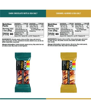 KIND Thins Snack Bars Variety Pack - Gluten Free, 100 Calorie, 60 Count - Dark Chocolate Nuts & Sea Salt, Caramel Almond & Sea Salt - Buy Online on GoSupps.com