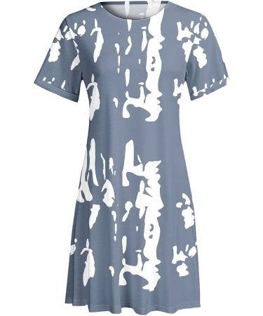 Women's Casual Floral Print Dress - Summer Short Sleeve Beach Dress XX-Large Navy - Buy Online on GoSupps.com