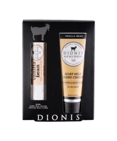 Dionis - Goat Milk Skincare Vanilla Bean Scented Hand Cream & Lip Balm Set (1 oz and .28 oz) - Made in the USA - Cruelty-free and Paraben-free - Buy Online on GoSupps.com