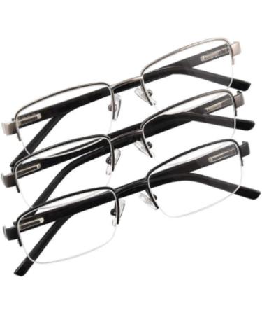 Buy Foster Grant Lyden Semi-Rimless Rectangular Reading Glasses 3-Pack - Satin Gunmetal Matte Black & Satin Dark - 2.00 Magnification | International Shipping Available - Buy Online on GoSupps.com