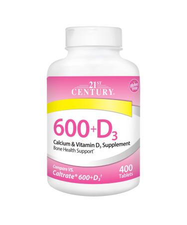 21st Century 600+D3 Calcium Supplement 400 Caplets
