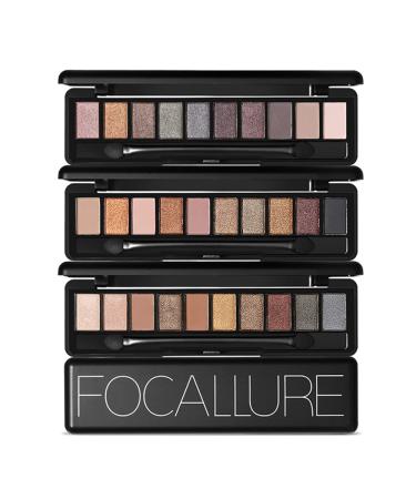 FOCALLURE Nude Mineral Eyeshadow Palette - 10 Shades, Long Lasting, Professional Makeup - Color 02 - Buy Online on GoSupps.com
