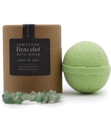 Beautifully Fragranced Bath Bomb with a Gemstone Bracelet/Anklet Inside and Presented in Gift Box (Lemon & Lime with Green Aventurine Gems) - Buy Online on GoSupps.com