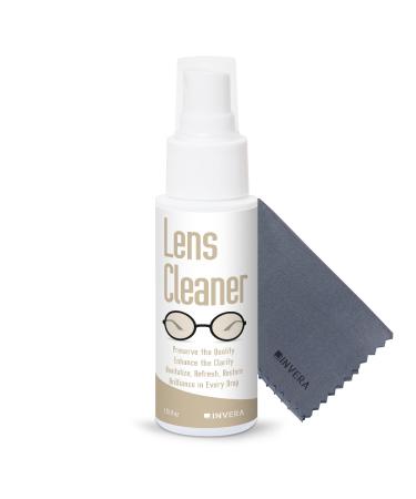 Eyeglass Cleaner Spray with Microfiber Cloth Kit Lens Cleaner for Eyeglasses Sunglasses Camera Lenses & Electronic Screens Gentle Odor-Free Compact 1.7 fl oz Lens Cleaner Spray