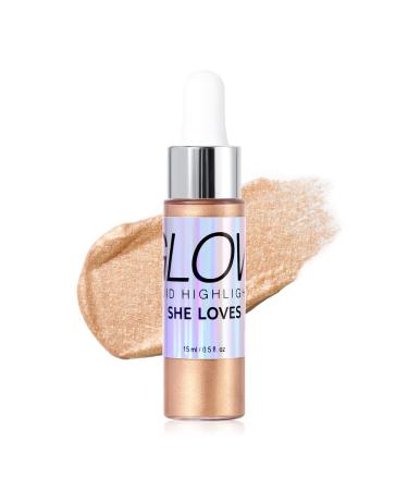 Liquid Highlighter (0.5 fl.oz.) - Ultra Smooth Radiant Illuminator Glow Highlighters Makeup Long-Lasting and Hydrating Makeup Highlighter Easy Blend with Foundation and Makeup Highlighter (Rose Gold Liquid Highlighter)