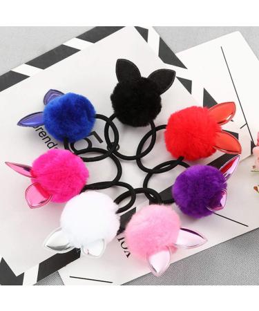 Minkissy Pompom Hair Ties - Cute Rabbit Ears Ponytail Holders | Multicolor Elastic for Women & Girls (8pcs) - Shop Internationally! - Buy Online on GoSupps.com