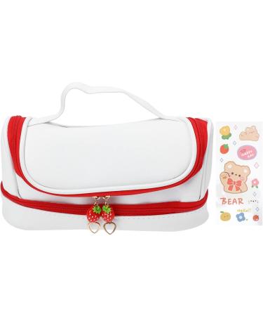 Uonlytech Double Layer Makeup Bag for Women - Strawberry Zipper Cosmetic Organizer - Stylish Travel & Cultural Bags - Buy Online on GoSupps.com