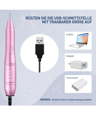 Portable Electric Nail Drill Kit - 20 000 RPM Nail Cutter for Acrylic Gel - Manicure & Pedicure Essentials in Pink - Buy Online on GoSupps.com