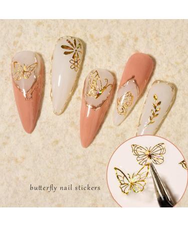 8 Sheets Gold Butterfly Nail Art Stickers | 3D Luxury Decals for Designer Nails - Women's DIY Nail Decoration Supplies - Buy Online on GoSupps.com