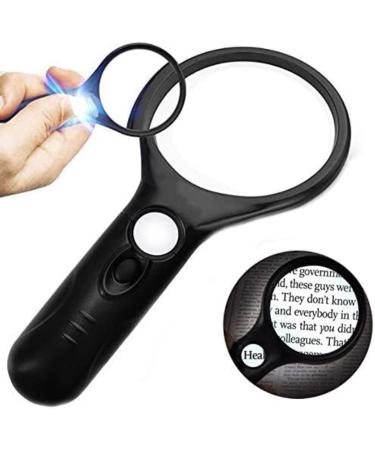 Professional 3X 45x Handheld Magnifier with 3 LED Light Lens Loupe for Reading Crafts Hobby Soldering Inspection Coins Exploring Full of Stars