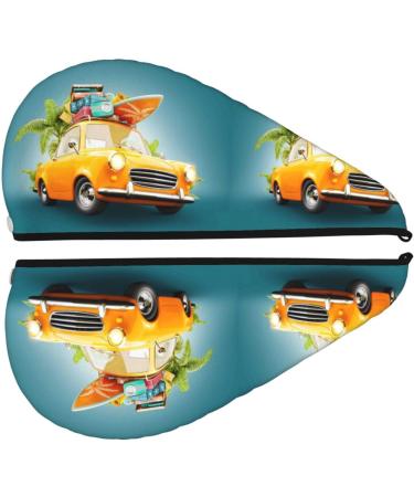 Summer Funny Retro Car Surfboard Microfiber Hair Towel - Soft Super Absorbent Coral Velvet Wrap for Women with Long Curly & Thick Hair - Buy Online on GoSupps.com