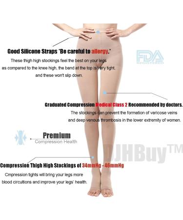 Compression Support Leggings for Women (34-46mmHg) - Opaque Therapeutic Pantyhose for Varicose Veins - Skin Colour, Open Toe - Buy Online on GoSupps.com