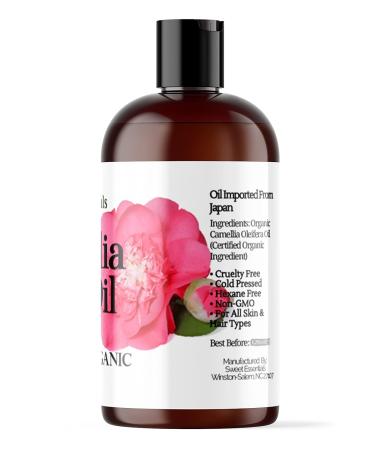 Sweet Essentials Organic Camellia Seed Oil - 100% Pure & Organic Japanese Beauty Oil for Hair & Skin - 4oz Bottle - Buy Online on GoSupps.com