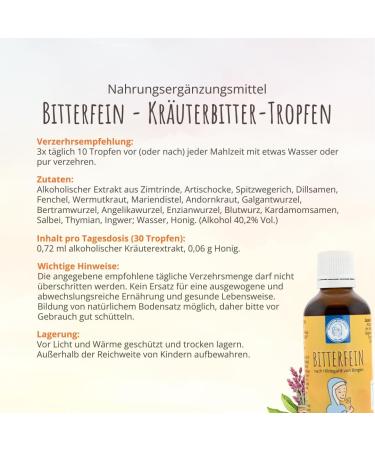 Bitterfein Herbal Bites | Hildegard von Bingen | 17 Plant Concentrate | 50ml for 30 Days | Pre-Meal Digestive Support - Buy Online on GoSupps.com