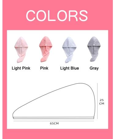 Buy Bath Pre Dry Hair Towel 4-Piece Set - Quick Dry Extra Absorbent Lightweight Turbans - Perfect Gift for Moms & Friends - Red Grey Pink Blue - Buy Online on GoSupps.com