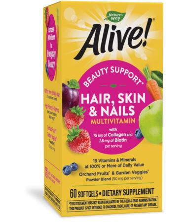 Nature's Way Alive! Hair Skin & Nails Multi-Vitamin Strawberry Flavored 60 Softgels - Buy Online on GoSupps.com