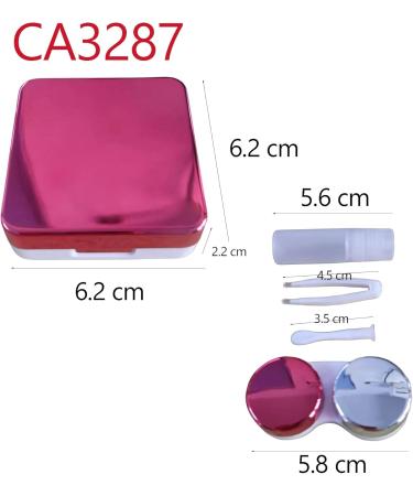 Contact Lens Case - Portable Travel Glasses Box with Mirror Tweezers and Solution Bottle - Hot Pink for Home & Travel Use - Buy Online on GoSupps.com