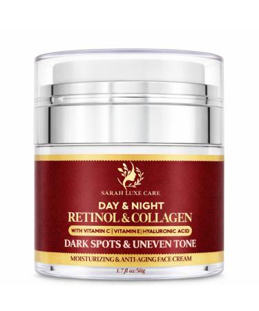 Dark Spot & Uneven Tone Face Cream with Retinol & Collagen Anti-Aging Day & Night Moisturizer with Hyaluronic Acid for Women & Men 1.7 oz