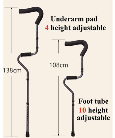 GagalU Folding Underarm Adult Crutches S-Shape Portable Medical Crutch with Height Adjustable Ergonomic Lightweight Aluminum Alloy Walker - Buy Online on GoSupps.com