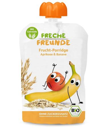Cheeky Friends Bio Quetschie - Vegan Apricot & Banana Fruit Porridge for Babies (12x100g) | Gluten-Free 6 Months+ - Buy Online on GoSupps.com