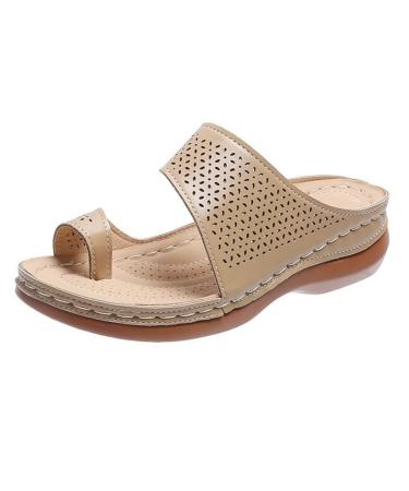Bunion Flip Flops for Plantar Fasciitis Women Stylish Lightweight Orthopedic Sandals for Women Arch Support Casual Toe Corrector Slippers for Hallux Valgus 5.5 Beige